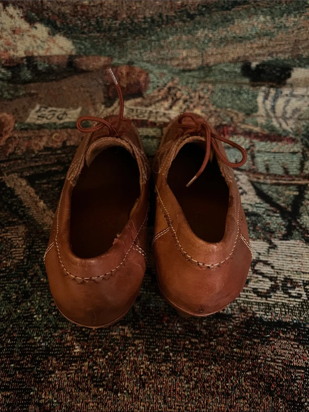 Brown Women's Leather Lace-Up Heels